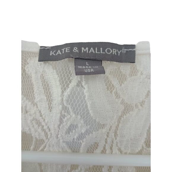 Kate & Mallory Ivory Lace Zip Jacket Sheer Floral Long Sleeve Blazer Women’s L - Picture 7 of 10